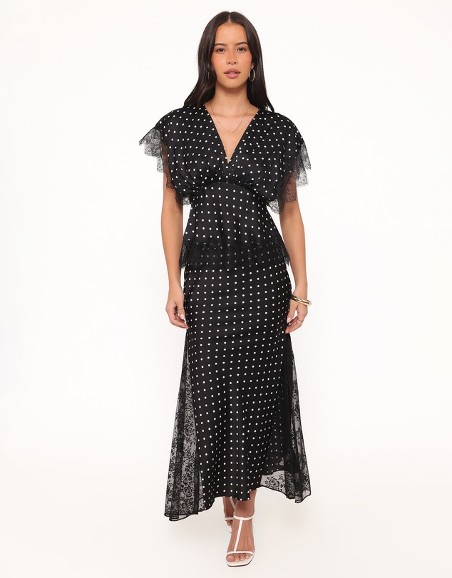 Petal & Pup - Ailbhe Lace Skirt - Black Polka Dot