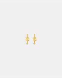 Ichu - Knotted Bar Earrings Gold