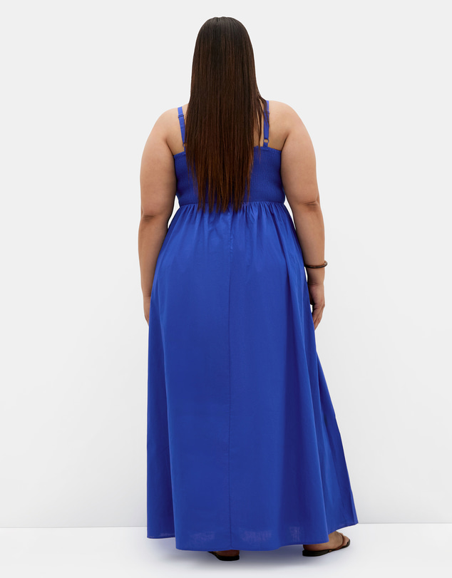 City Chic - Plus size Positano Strappy Cotton Maxi Dress - cobalt