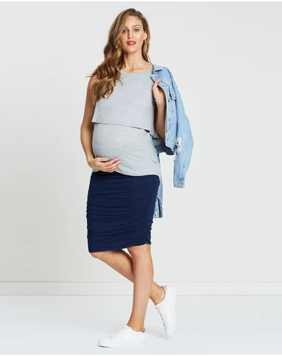 Angel Maternity - Maternity Bodycon Side Ruching Skirt