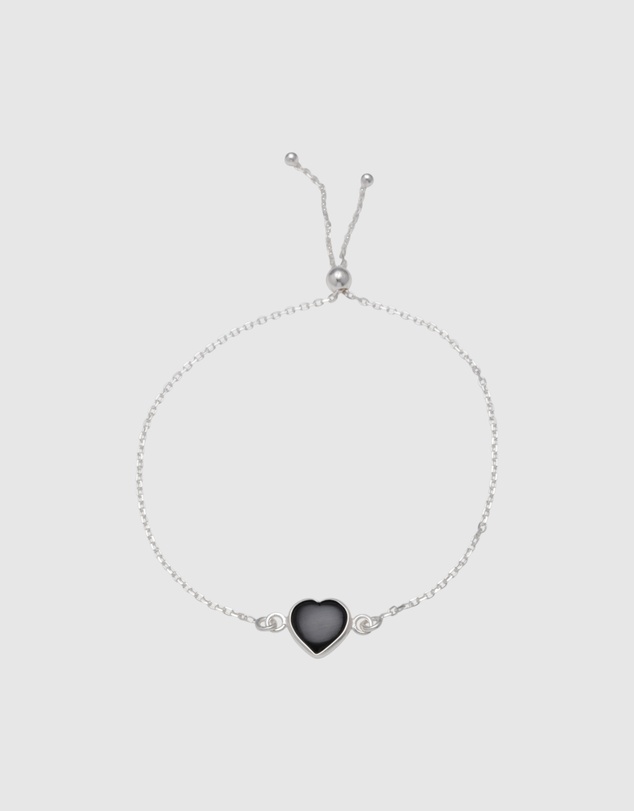Von Treskow - Adjustable Belcher Bracelet with Black Onyx Heart