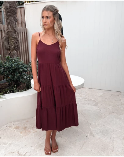 Esther & Co - Sonya Dress - Bordeaux