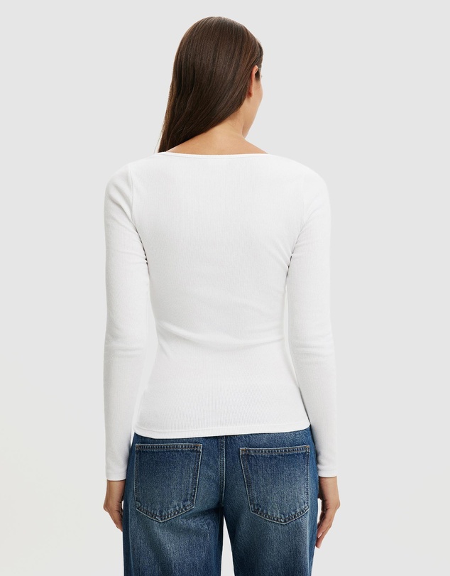 Cotton On - Scoop Neck Rib Long Sleeve Top