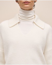 Trenery - Merino Open Collar Knit in Marshmallow