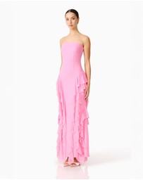Elliatt - Amelina Strapless Ruffle Gown In Pink