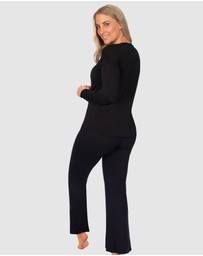 B Free Intimate Apparel - Bamboo Long Sleeve Top and Flare Pants Pyjama Set