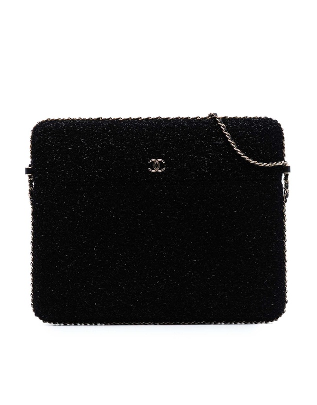 Pre-Loved by Azura Reborn - Pre-Loved CC Tweed Chain Around Tablet Holder Crossbody