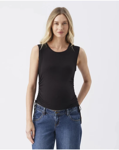 Ripe Maternity - Jodie Ruched Rib Tank