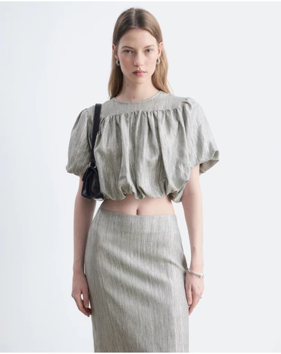 & Other Stories - Gathered Metallic Blouse
