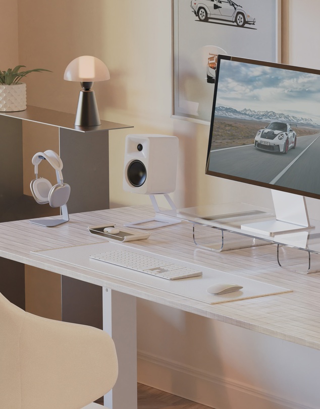 iWorld - Kanto ORA4 140W Powered Reference Speakers with USB-C Input and Bluetooth - White, Pair