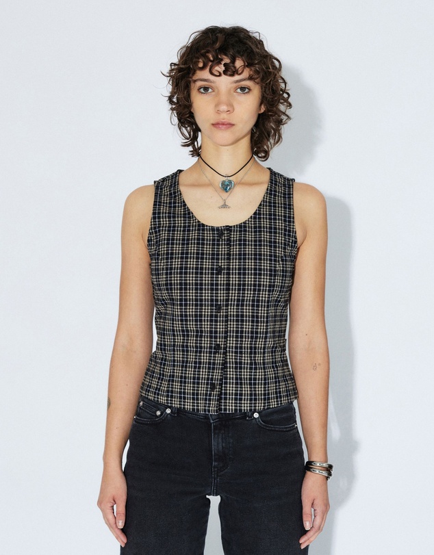 Dr Denim - Zola Top Black Summer Check
