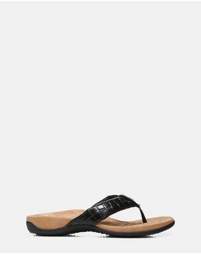 Vionic - Layne Toe Post Sandal - Black Woven