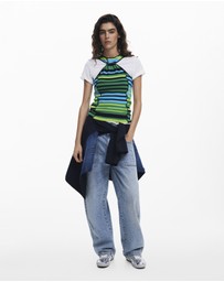 Desigual - Striped T-shirt with trim