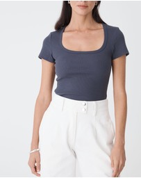 Forcast - Devon Scoop Neck Rib Tee