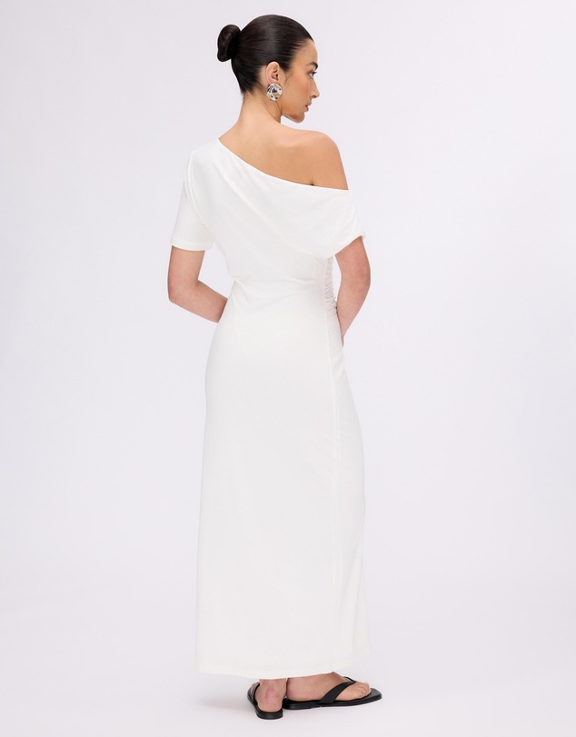 Revibe - Repaired Minima Esenciales Etta Jersey Off Shoulder Midi Dress - AU 10