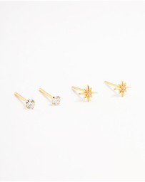 Lovisa - Gold Plated Sterling Silver Mini Starburst Earrings 2-Pack