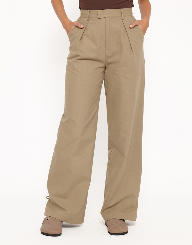 Petal & Pup - Asher Tie Detail Tapered Leg Pants - Olive