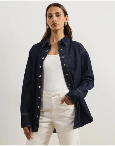 Atmos&Here - Romy Oversized Denim Shirt