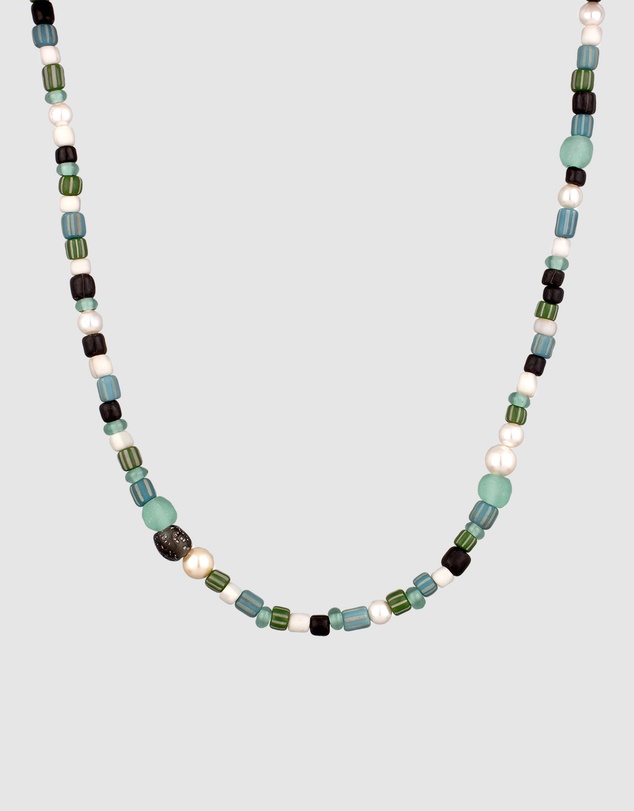 Kuzzoi - ICONIC EXCLUSIVE - Shell Pearl and Glass Beads Necklace in 925 Sterling Silver