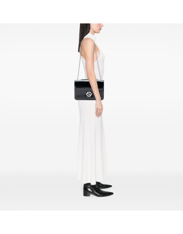 Pre-Loved by Azura Reborn - Pre-Loved Medium Polished Calfskin Dollar Interlocking G Crossbody