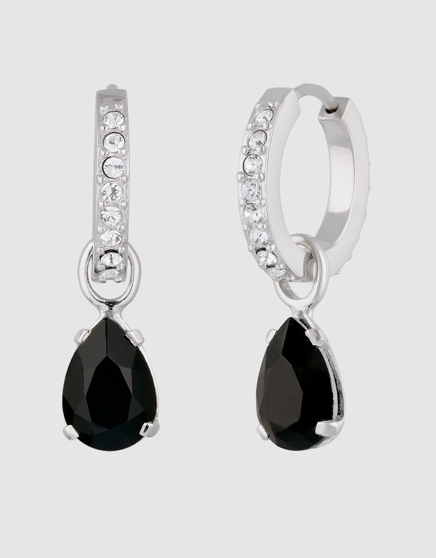 Elli Jewelry - Crystal Teardrop Hoop Earrings in 925 Silver