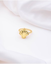 Wanderlust + Co - Sundaze Shell Gold Locket Ring