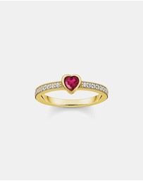 THOMAS SABO - Solitaire Ring with Red Heart-Shaped Stone