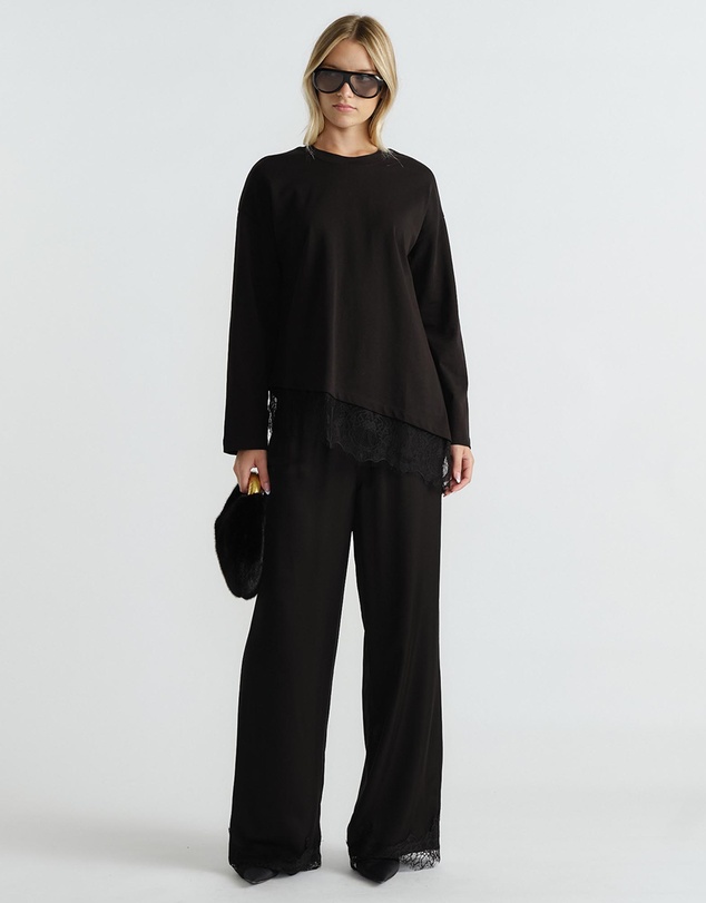 Decjuba - Sofia Lace Trim Long Sleeve Top