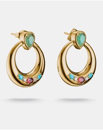 THOMAS SABO - THOMAS SABO Half-Hoop Earrings with Green, White & Red Stones