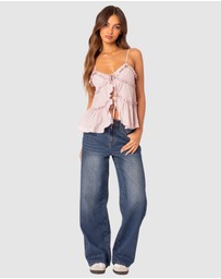 EDIKTED - Juniper Tie Front Ruffled Top