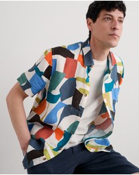 Seasalt - Seasalt Cornwall Multi Blue Heron Short Sleeve Shirt