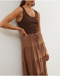 Atmos&Here - Elenora Linen Blend Tier Maxi Skirt