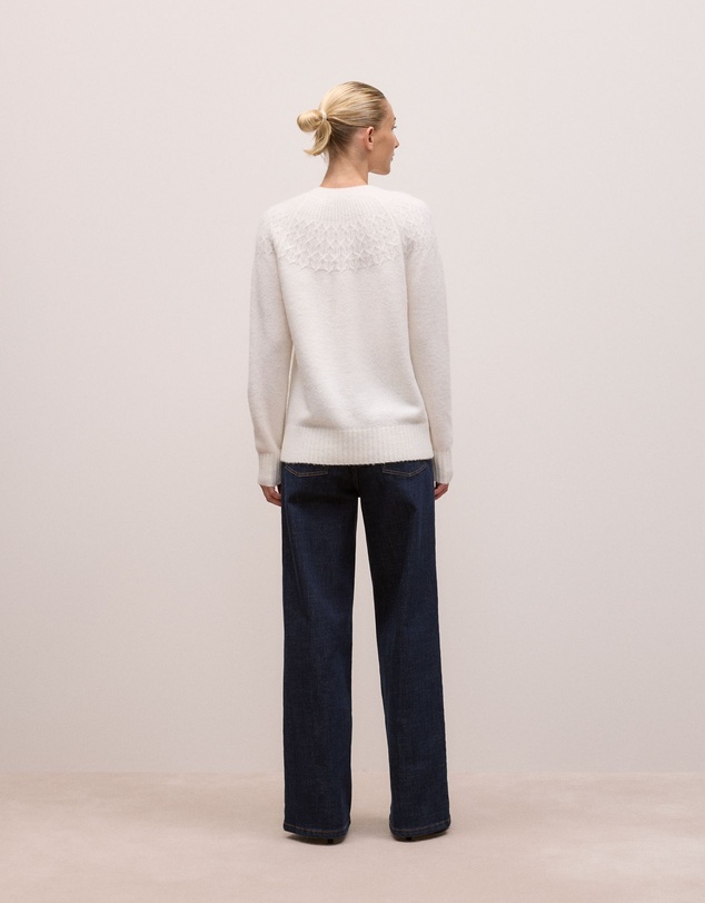 Trenery - Alpaca Merino Cable Yoke Knit in Marshmallow