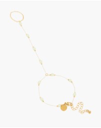 Lovisa - Waterproof Gold Plated Stainless Steel Green Jade Semi Precious Stone Hand Chain