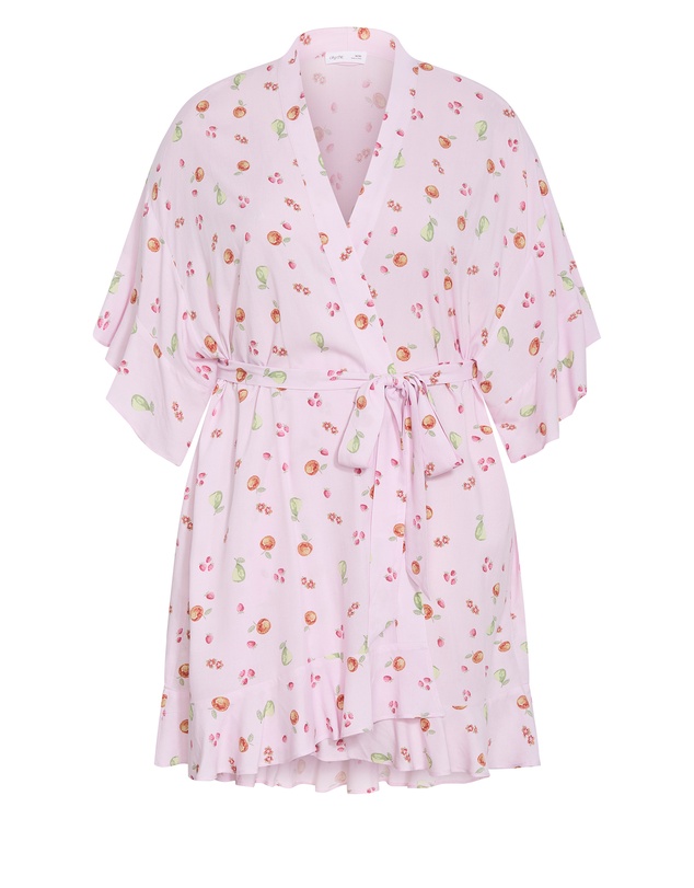 City Chic - Kitty Berry Print Sleepwear Kimono