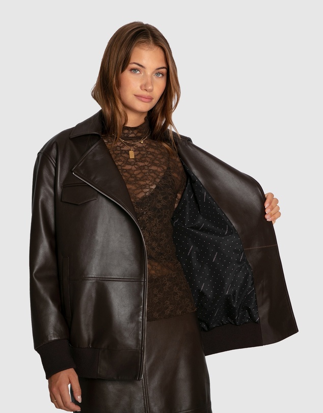 Belle & Bloom - Desert Moon Leather Bomber Jacket