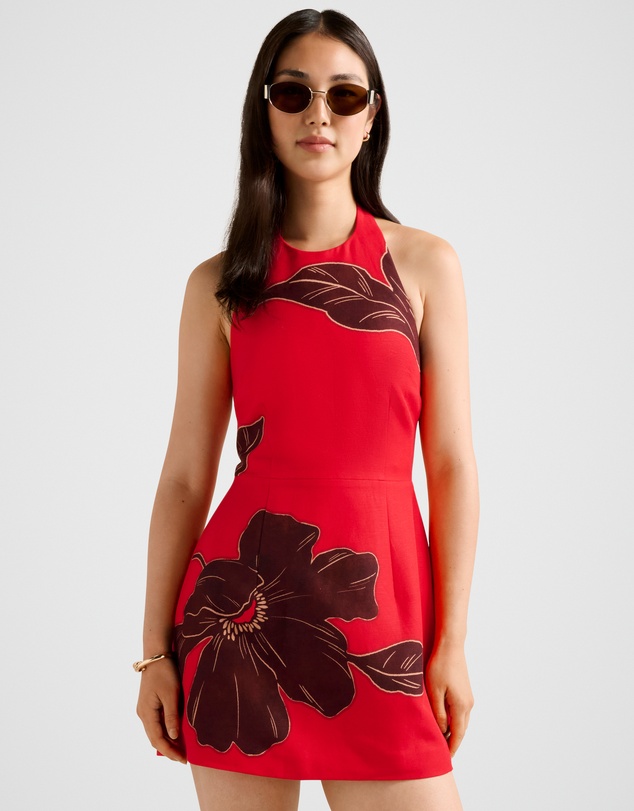 Forever New - Corinna Printed Linen Halter Neck Mini Dress