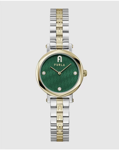 Furla - Heritage Petite 30mm Green Dial Two Tone Bracelet