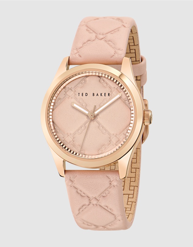 Ted Baker - Coolly Rose Gold-Tone Pink Embossed Leather Watch