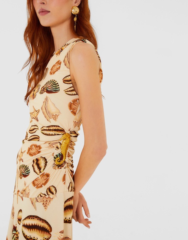 Farm Rio - Marine Shells One Shoulder Maxi Dress
