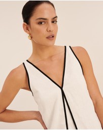 AERE - Zena Linen Contrast Mini Slip Dress
