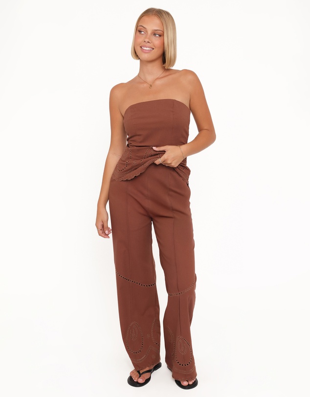 Petal & Pup - Dalia Eyelet Pant - Brown
