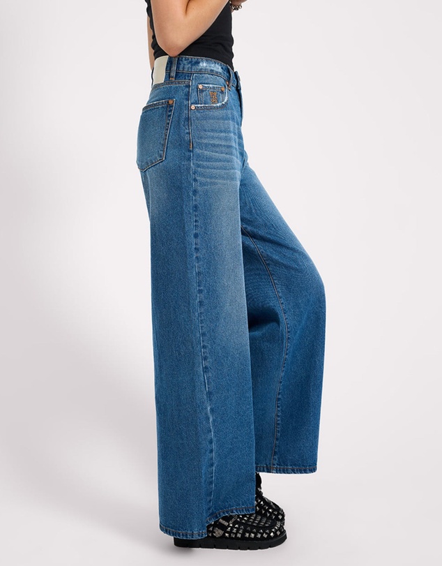 ONE TEASPOON - Love Machines High Waist Super Wide Leg Denim Jeans - Pacifica