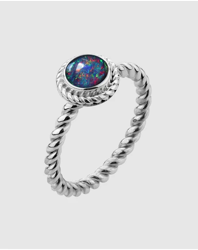 Elli Jewelry - Ring Opal Birthstone 925 Sterling Silver