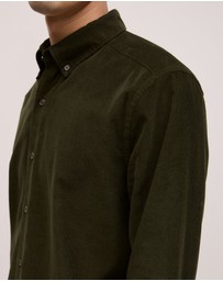 Trenery - Regular Fit Cord Shirt in Winter Moss