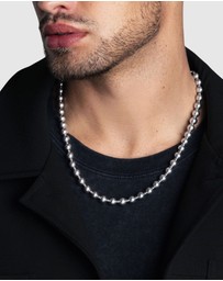 Nialaya Jewellery - 8mm Metallic Pearl Necklace with Silver