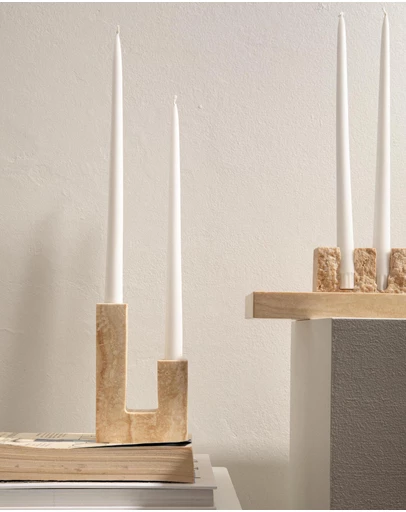 No.22 - Travertine Irregular Candlestick Holder