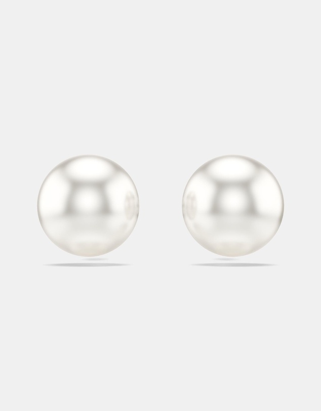 Swarovski - Matrix Stud Earrings, Crystal Pearl, White, Rhodium Plated
