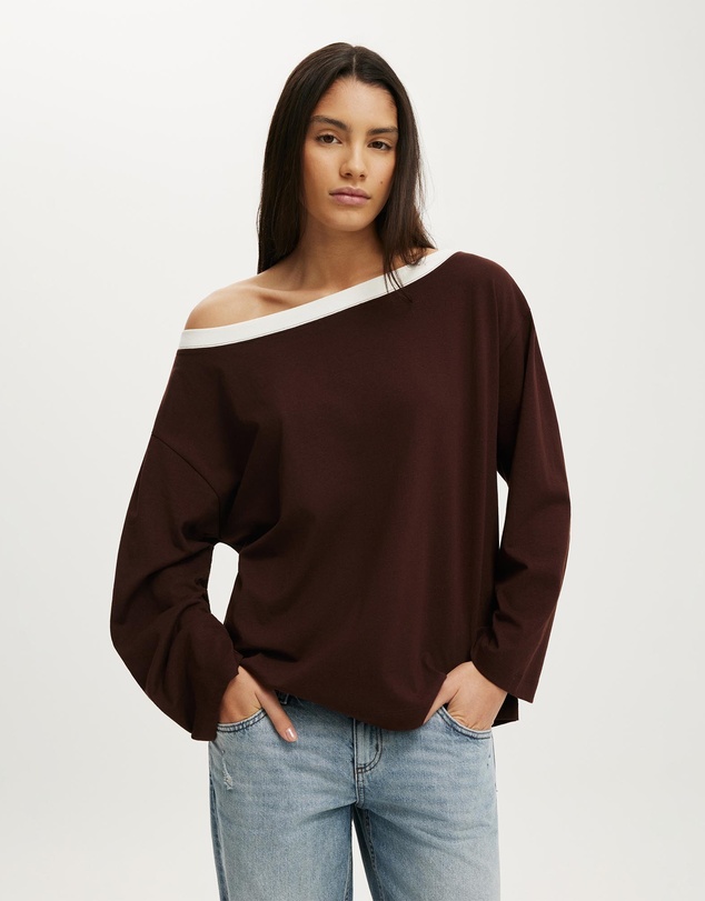 Cotton On - Boxy Off Shoulder Long Sleeve