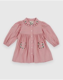 Goldie + Ace - Wild Strawberry Corduroy Collar Dress - Babies-Kids